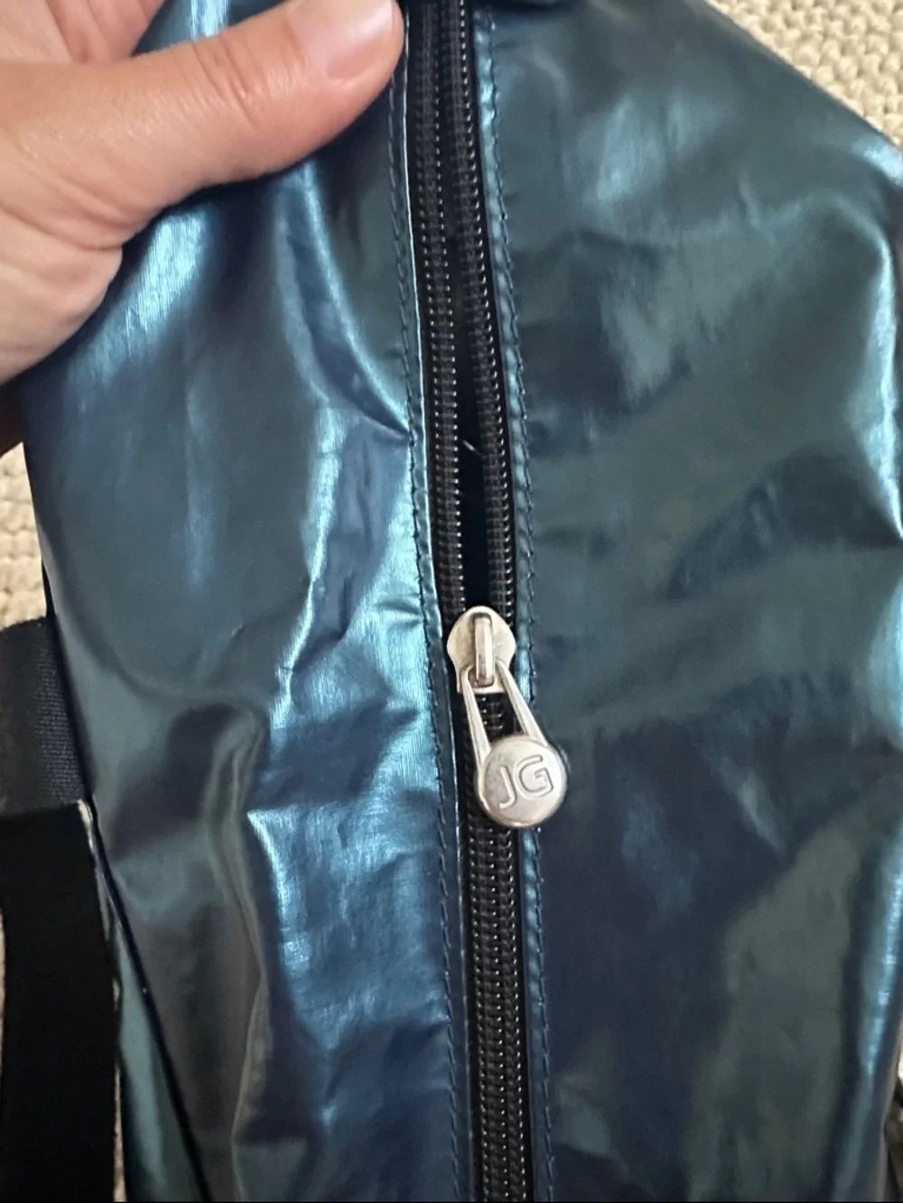 Jack Gomme Paris Tote Metallic Blue Coated Canvas Crossbody w/ Pouch - Picture 7 of 10